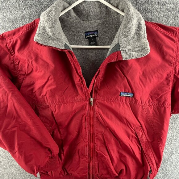 VTG Patagonia Shelled Synchilla Red Gray Fleece Lined Medium USA Men Zip - Picture 1 of 16